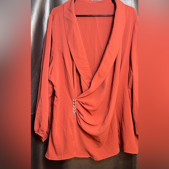 NWOT Shein women’s size 4X Blouse rustic orange - Picture 1 of 7